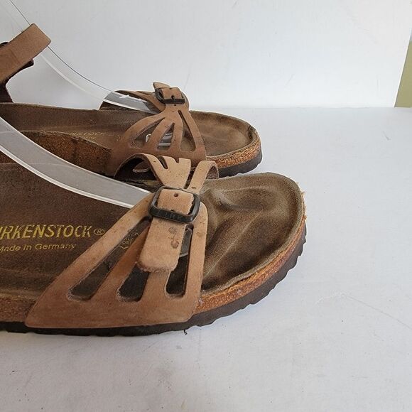 Birkenstock Bali EU 40 Medium/Narrow Tan Brown Ankle Buckle Two Strap Sandals - Picture 14 of 16